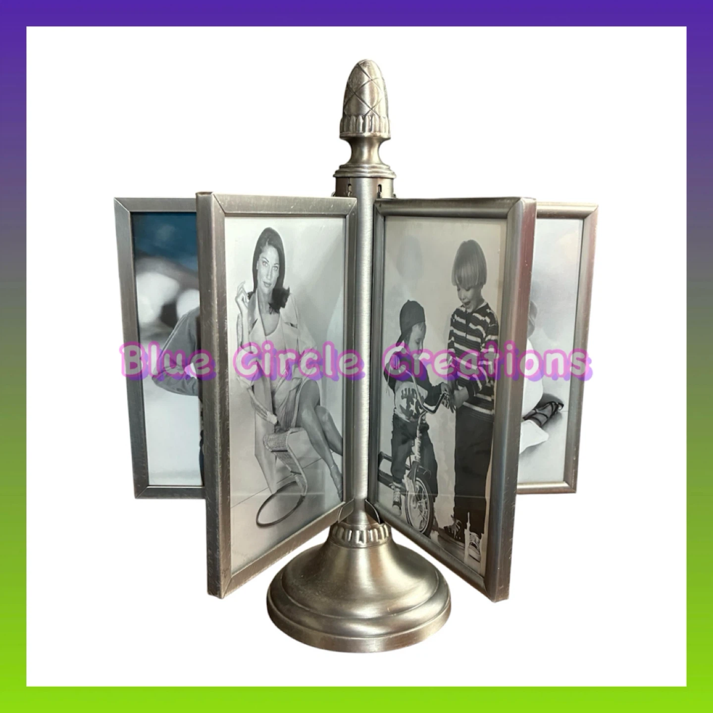 Royal Limited Vintage Picture Frame Silver Holds 12 Photos Spins