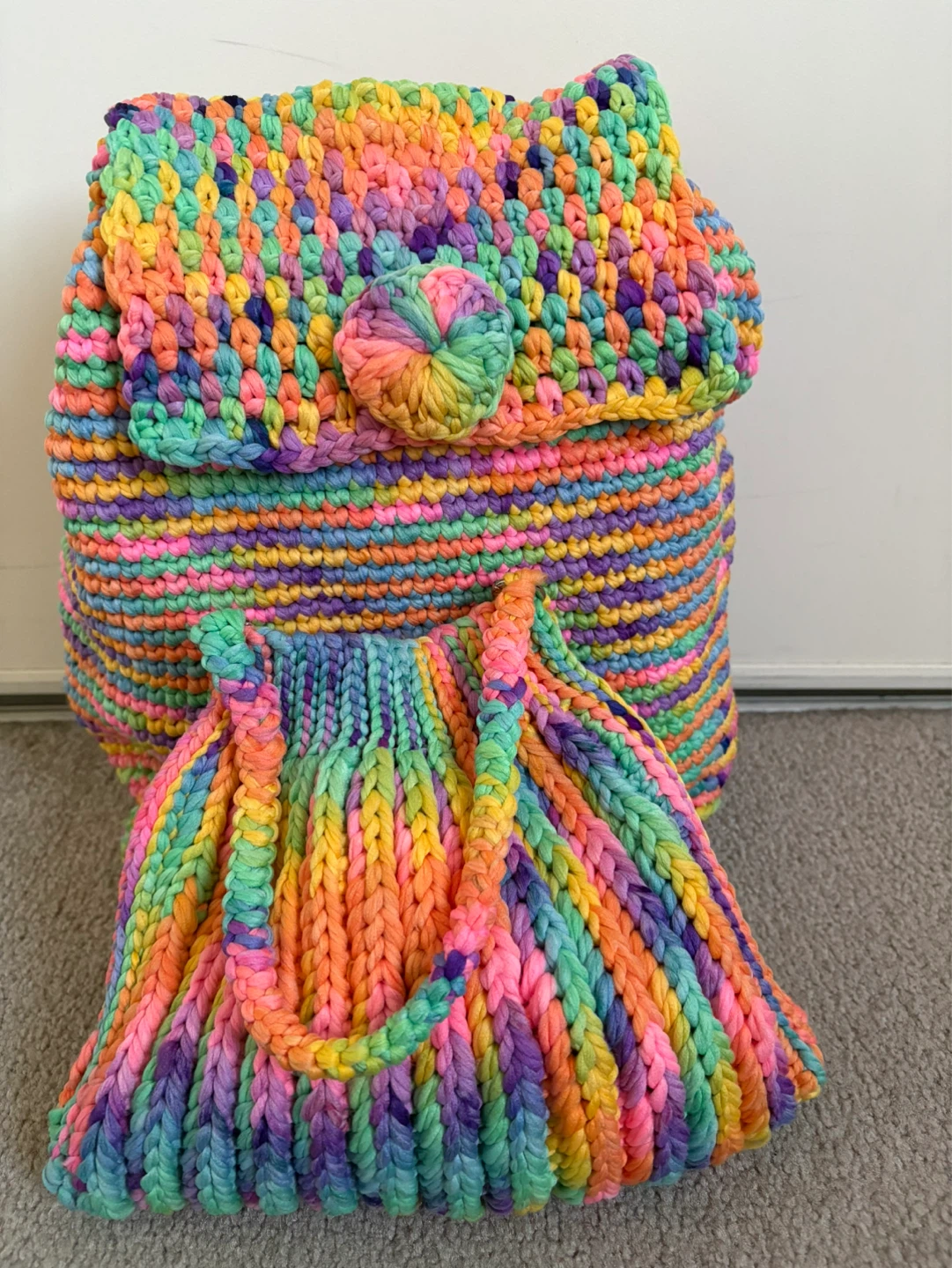 Handmade Crochet Backpack with Matching Pouch - photo 3