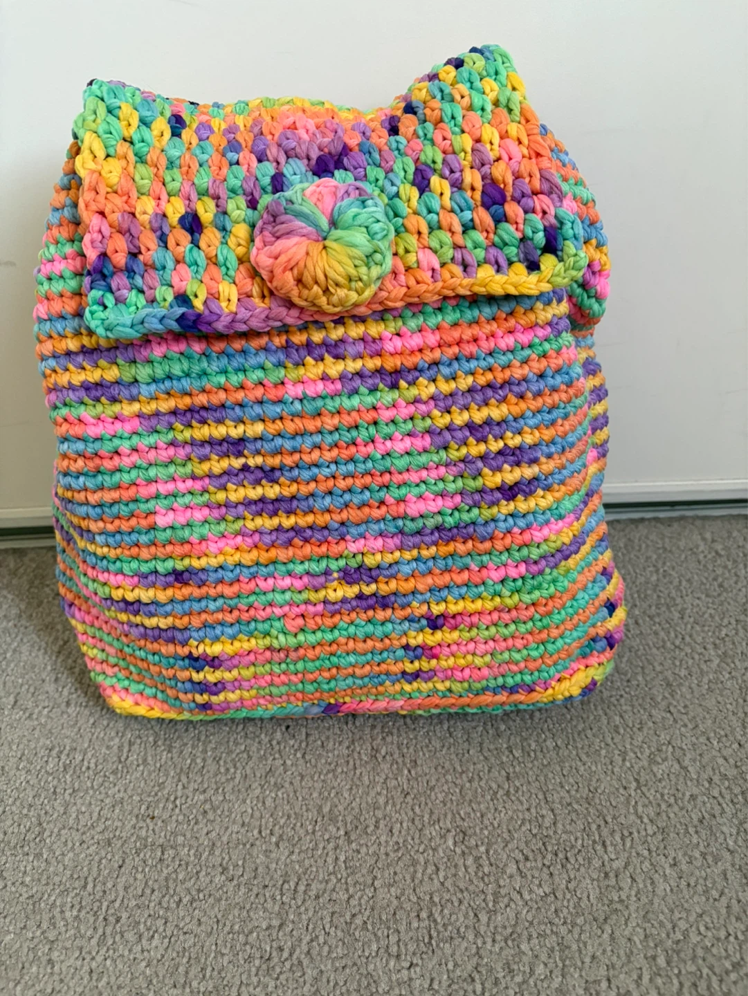 Handmade Crochet Backpack with Matching Pouch