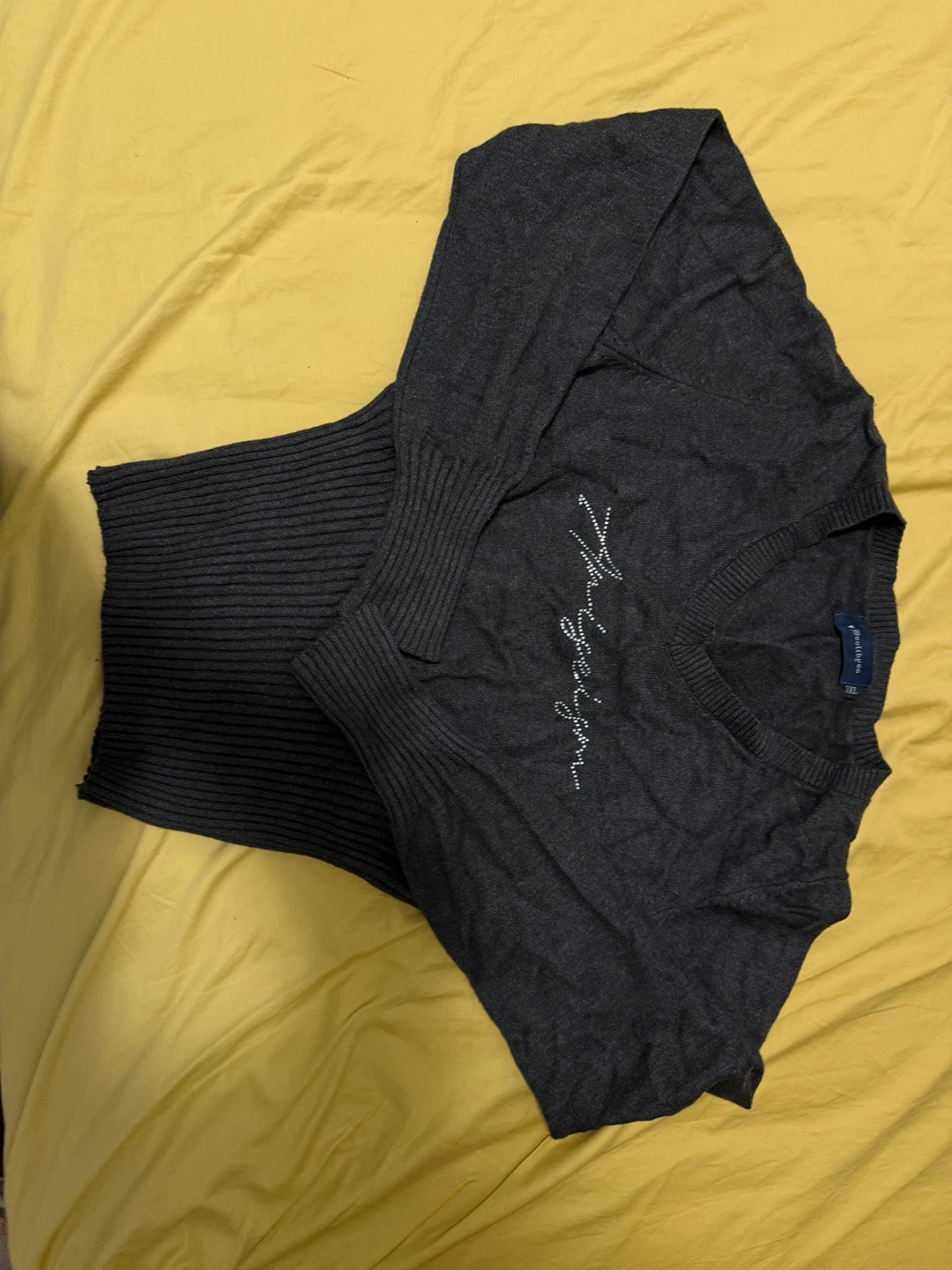 Dark Grey V-Neck Long Sleeve Sweater - photo 2