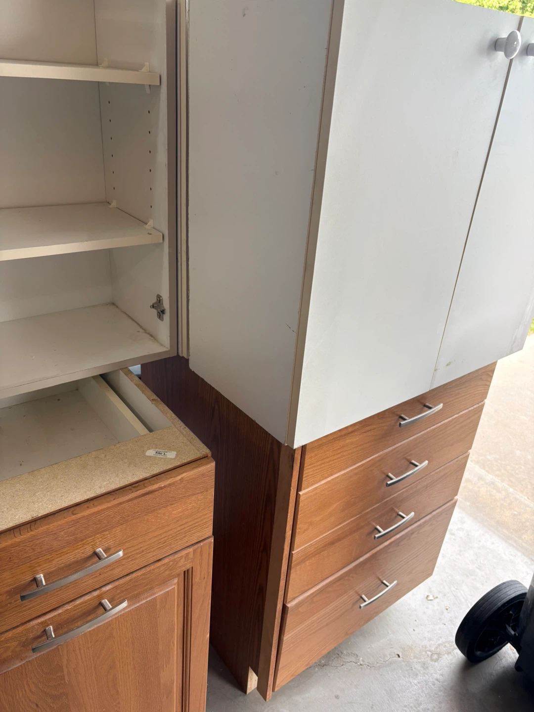 Wood and White Cabinet Set - photo 3