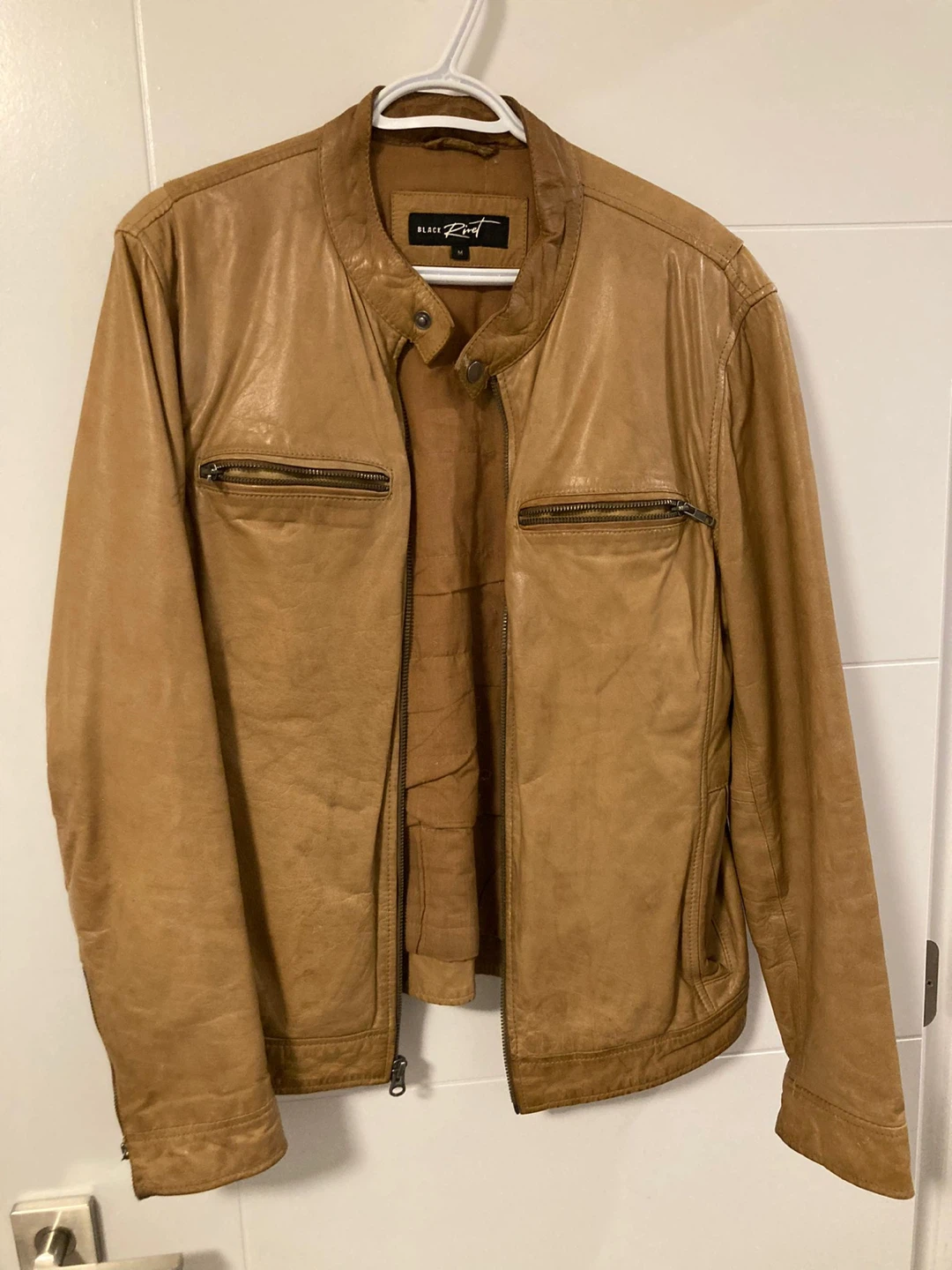 Black Rivet Tan Leather Moto Jacket
