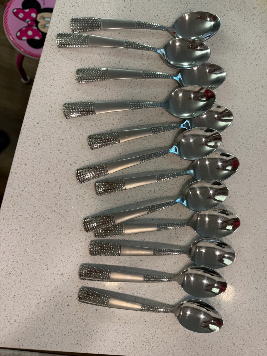 Set of 12 Stainless Steel Spoons with Rhinestone Handles