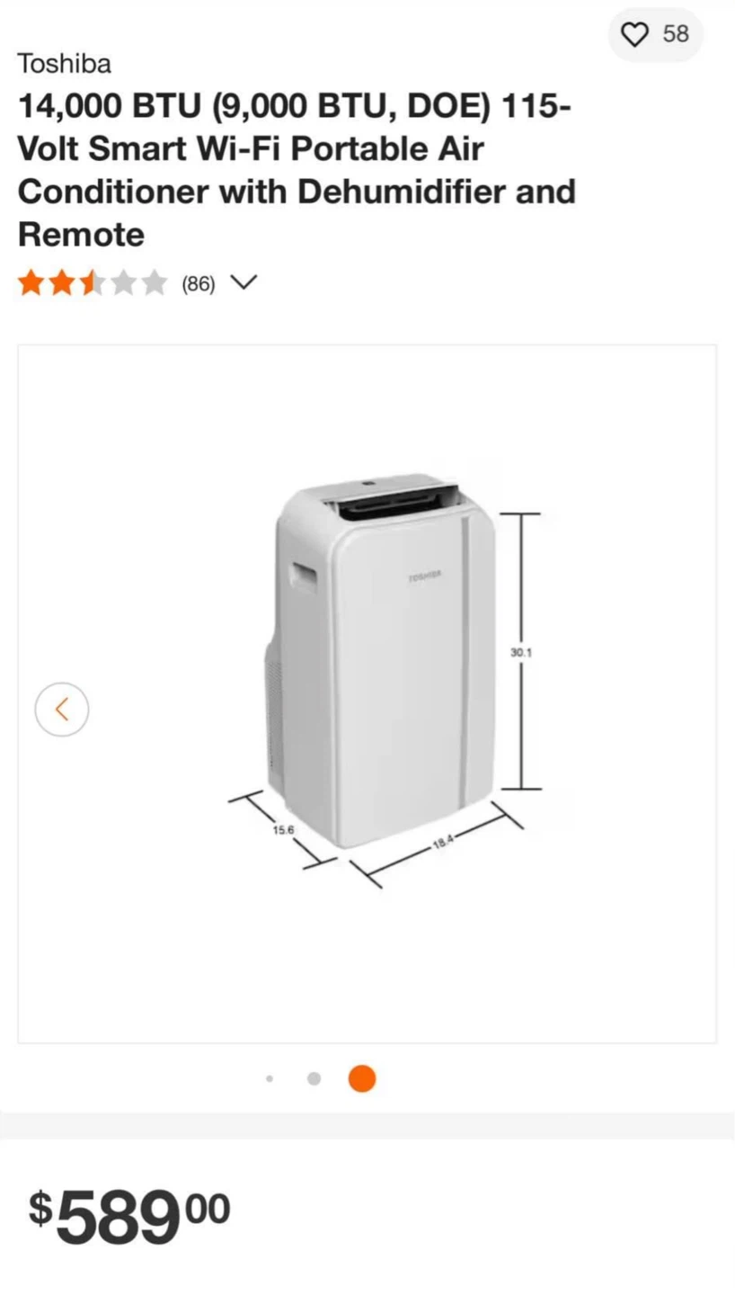 Toshiba 14,000 BTU Portable Air Conditioner - photo 2