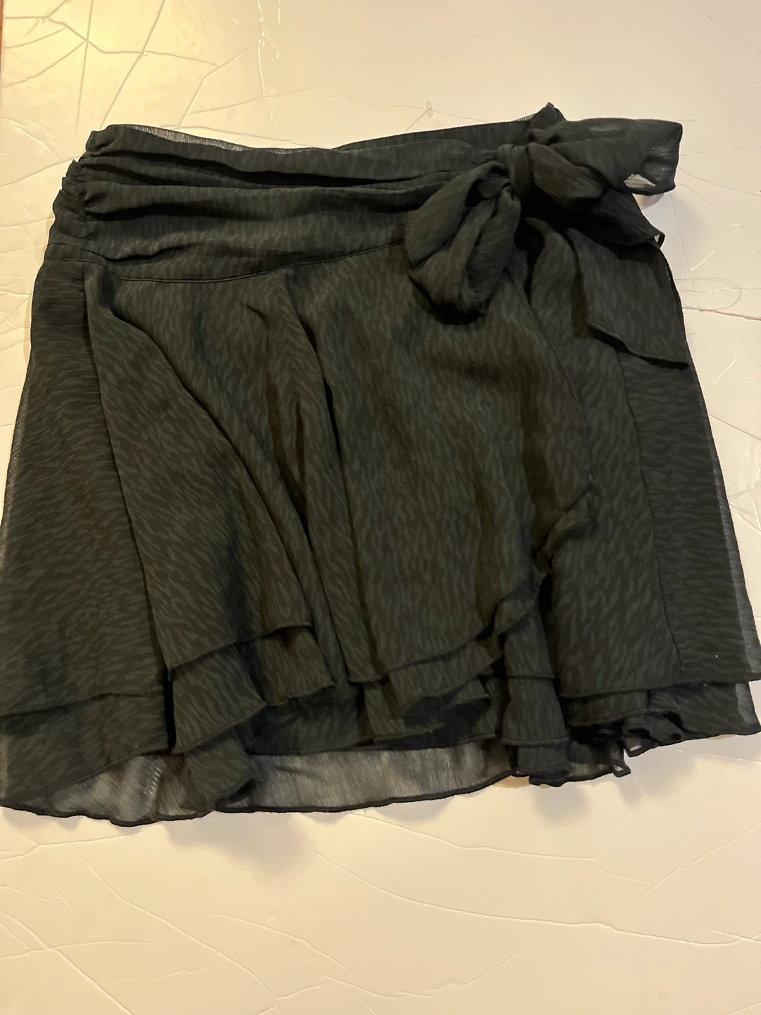 Aerie Black Tiered Ruffle Wrap Skirt small
