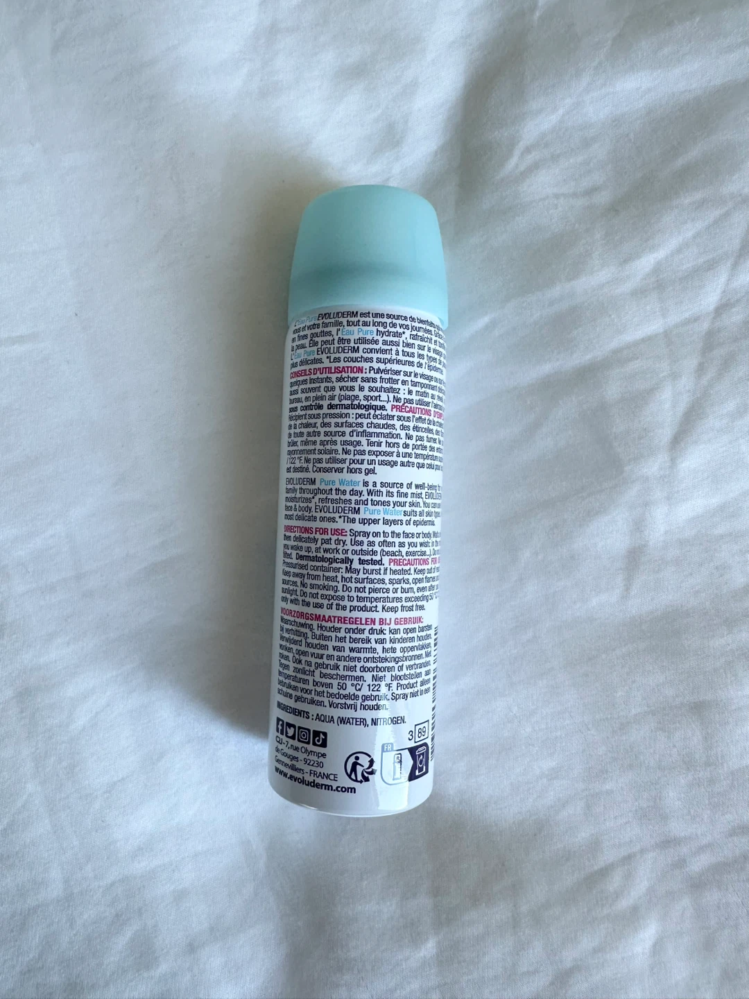 ⚽️ 🆕 Evoluderm Paris Pure Water Atomiser Spray 50ml - photo 3