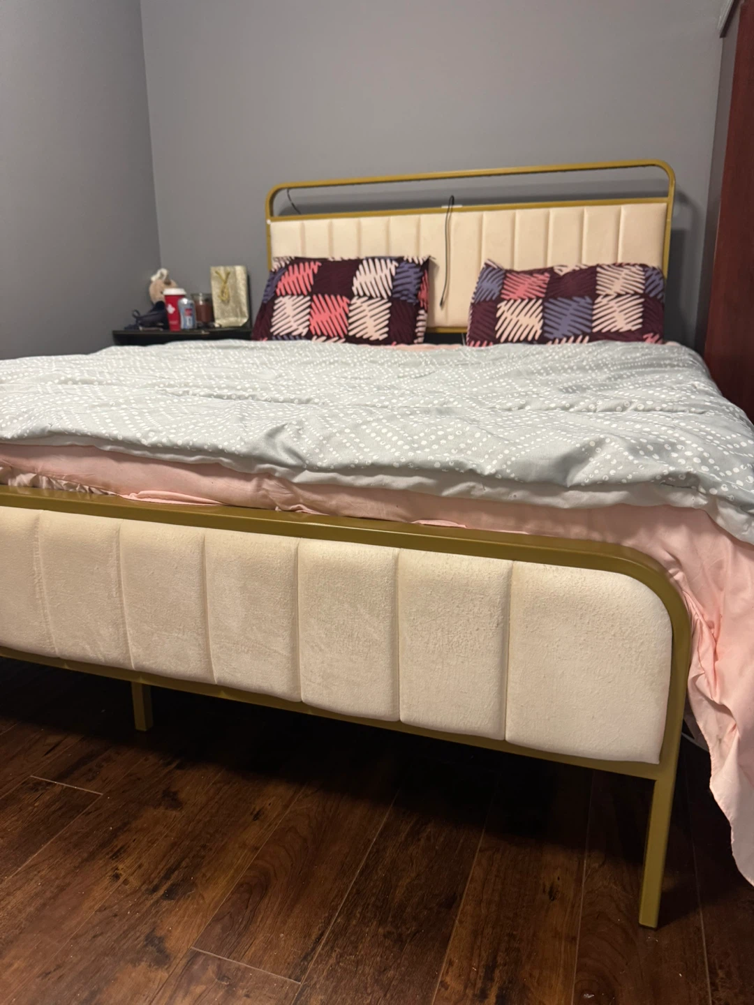 Queen size Gold Bed Frame& MATRESS (brand new)  LED Lights