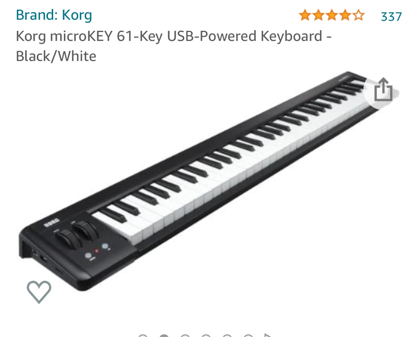 ⚽️Korg microKEY 61-Key USB-Powered Keyboard - Black/White