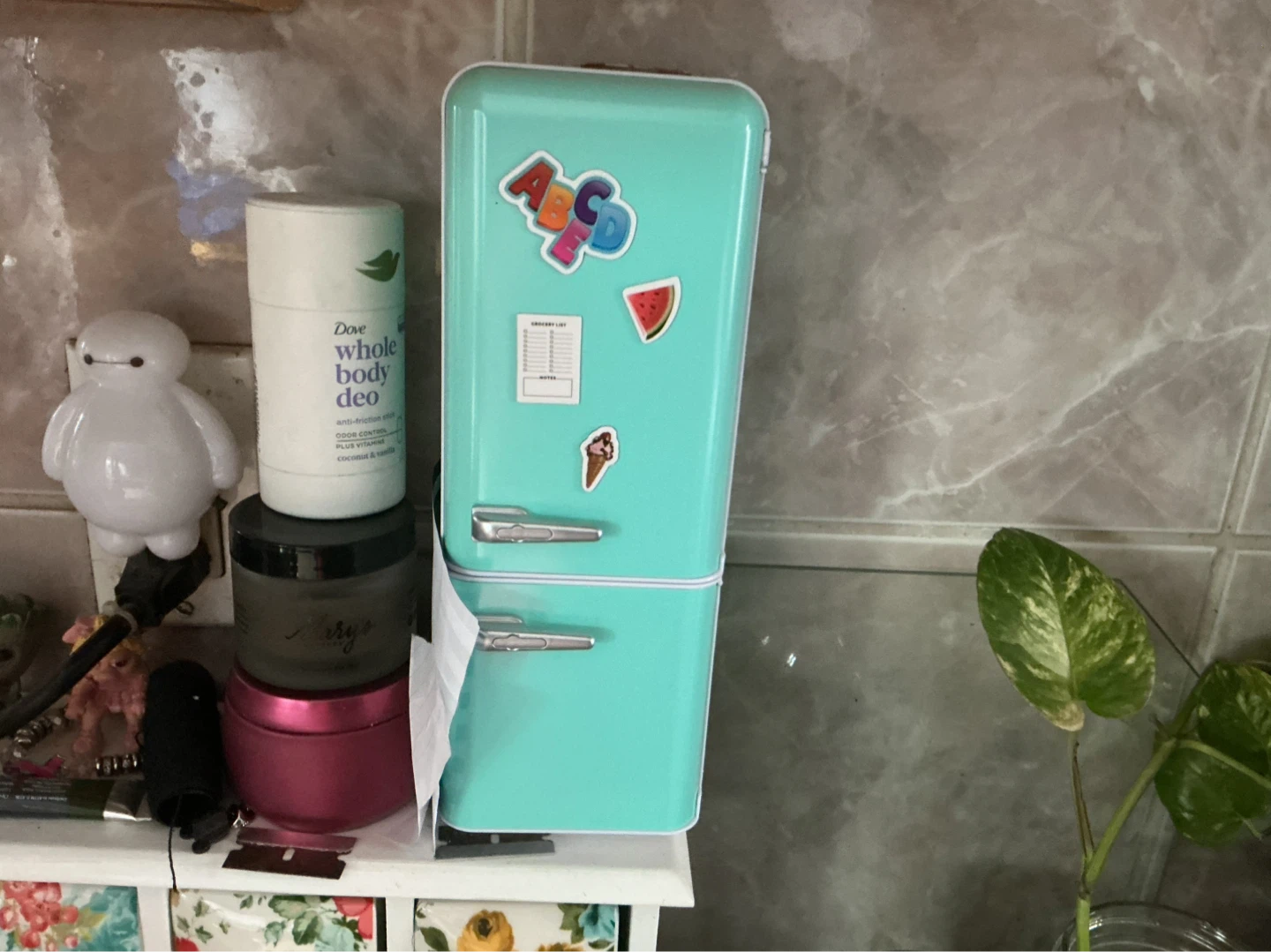 Teal Retro Mini Fridge Decor ⚽
