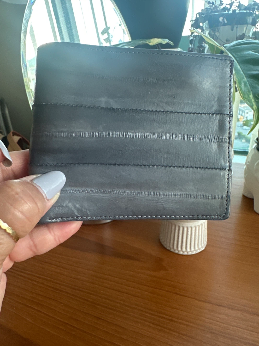Grey Eel Skin Bi-fold Wallet - photo 2