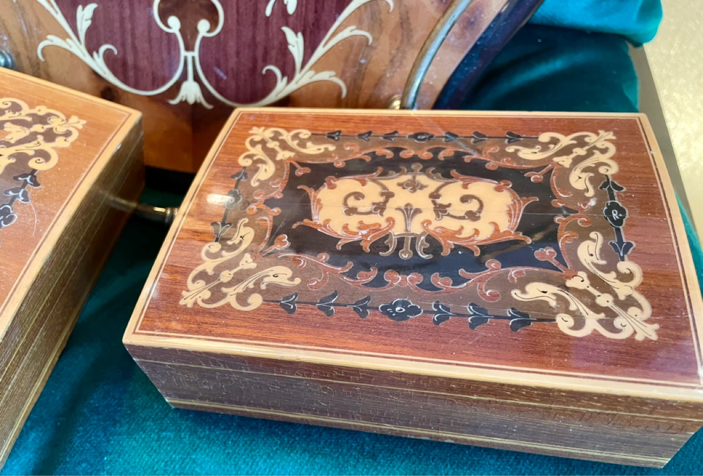 Vintage Italian  Marquetry Serving Tray with Two Boxes - photo 5
