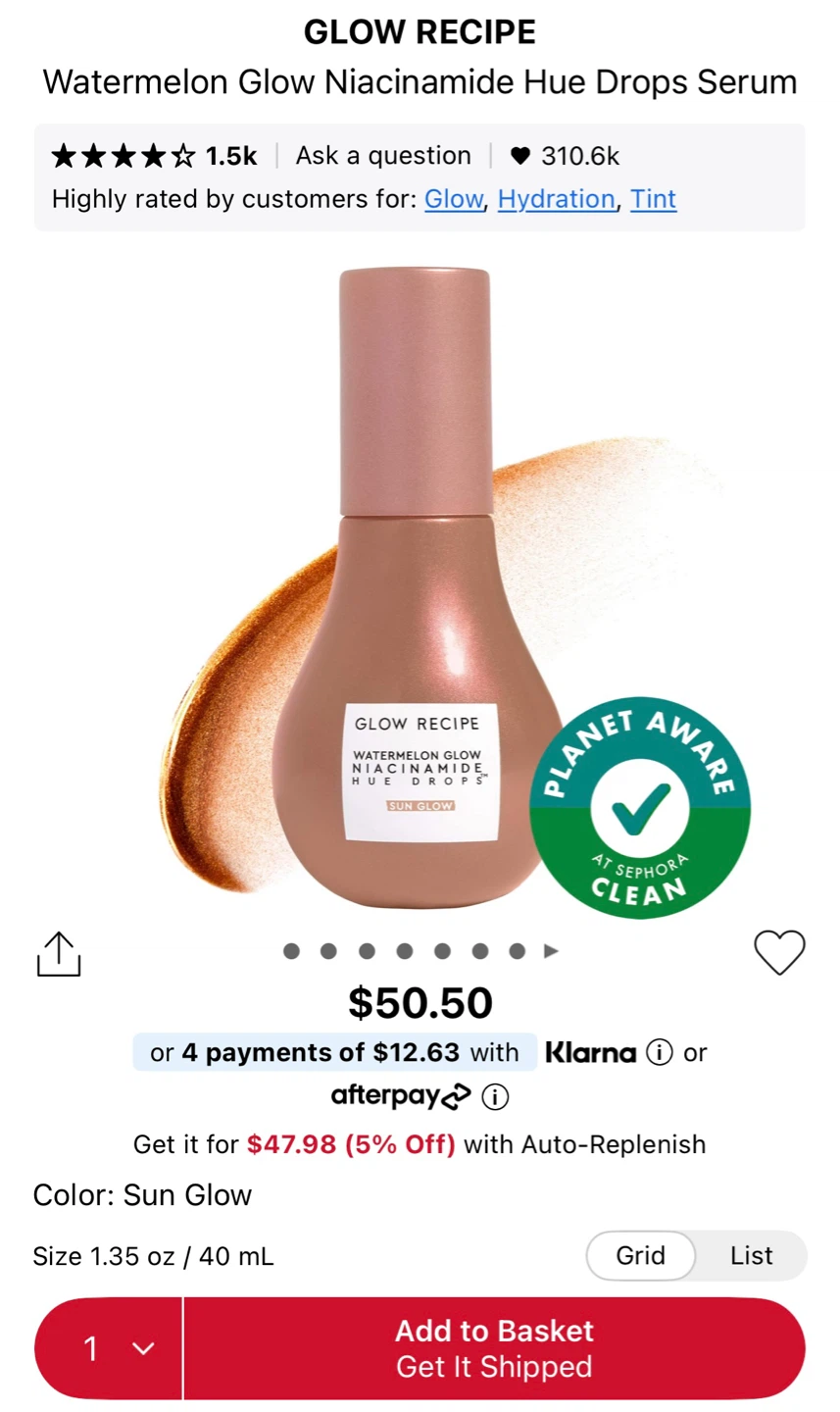 ⚽️ 🆕 Glow Recipe Watermelon Glow Niacinamide Serum - Sun Glow - photo 5