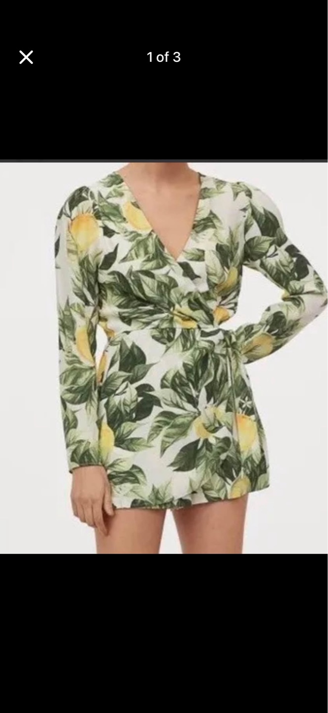 H&M Lemon Print Wrap Romper