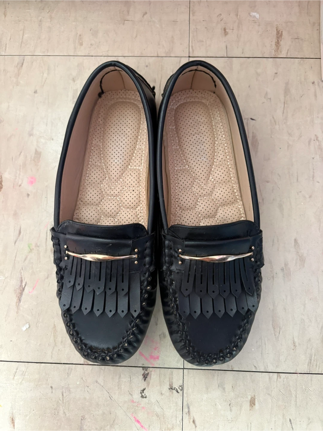 Black Fringed Loafers
