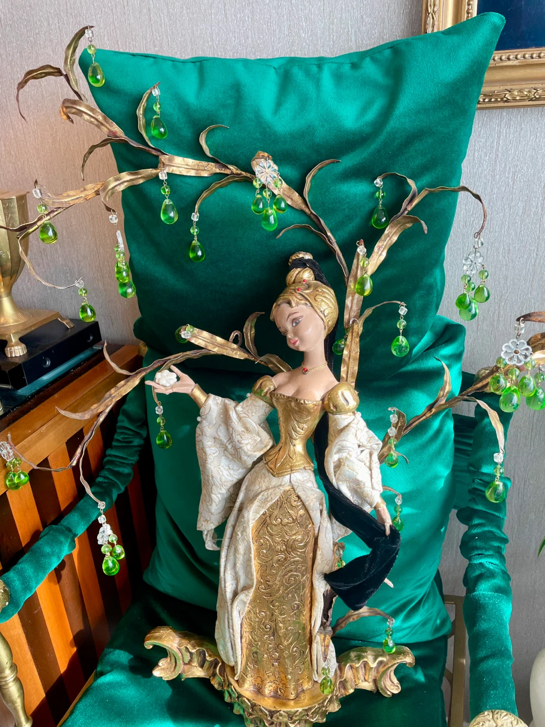 Vintage  Ornate Italian  Doll with Jeweled Tree - photo 4