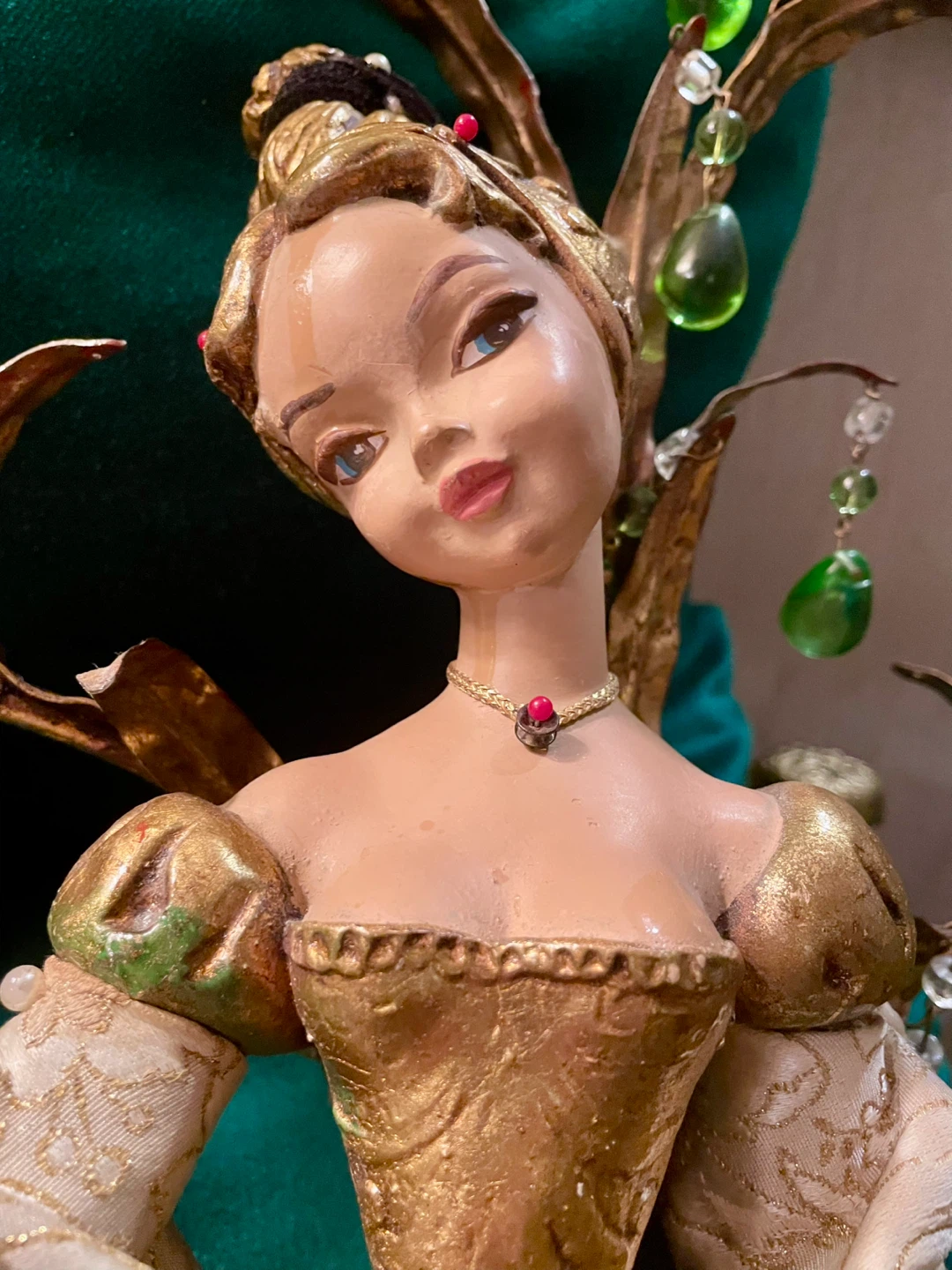 Vintage  Ornate Italian  Doll with Jeweled Tree - photo 3