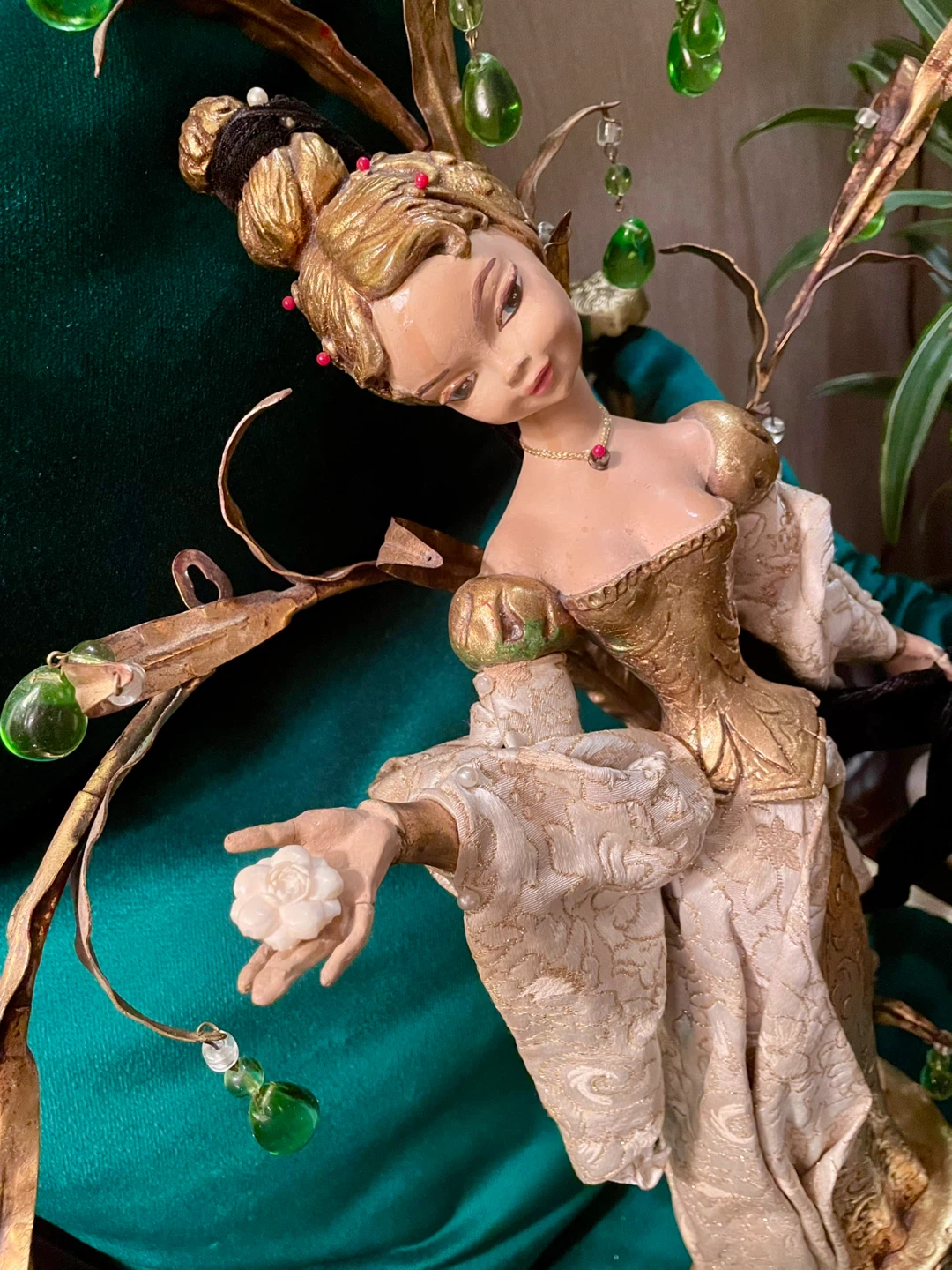Vintage  Ornate Italian  Doll with Jeweled Tree - photo 5