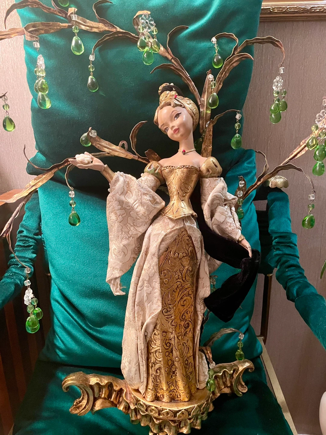 Vintage  Ornate Italian  Doll with Jeweled Tree - photo 2
