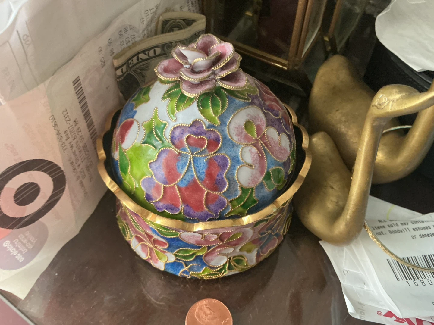 Cloisonné Enamel Floral Trinket Box ⚽