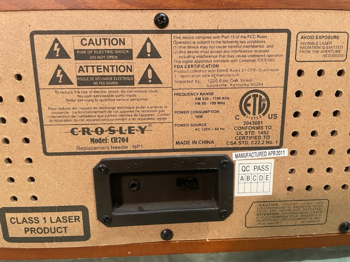 Crosley CR704 Record Player CD Player AM/FM Radio - photo 5