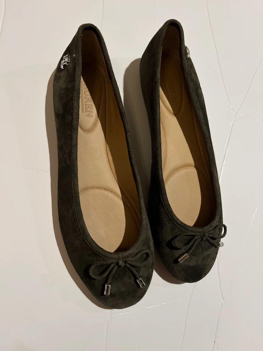 Lauren Ralph Lauren Suede Ballet Flats - Olive Green