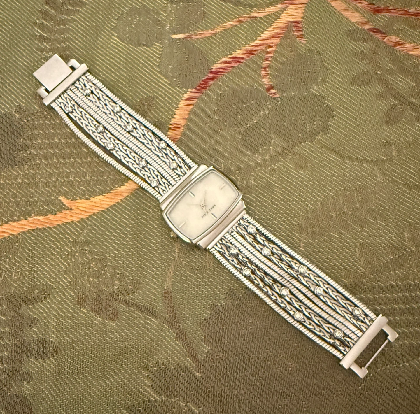 Anne Klein Women's Silver Toned Watch with Crystal Accents