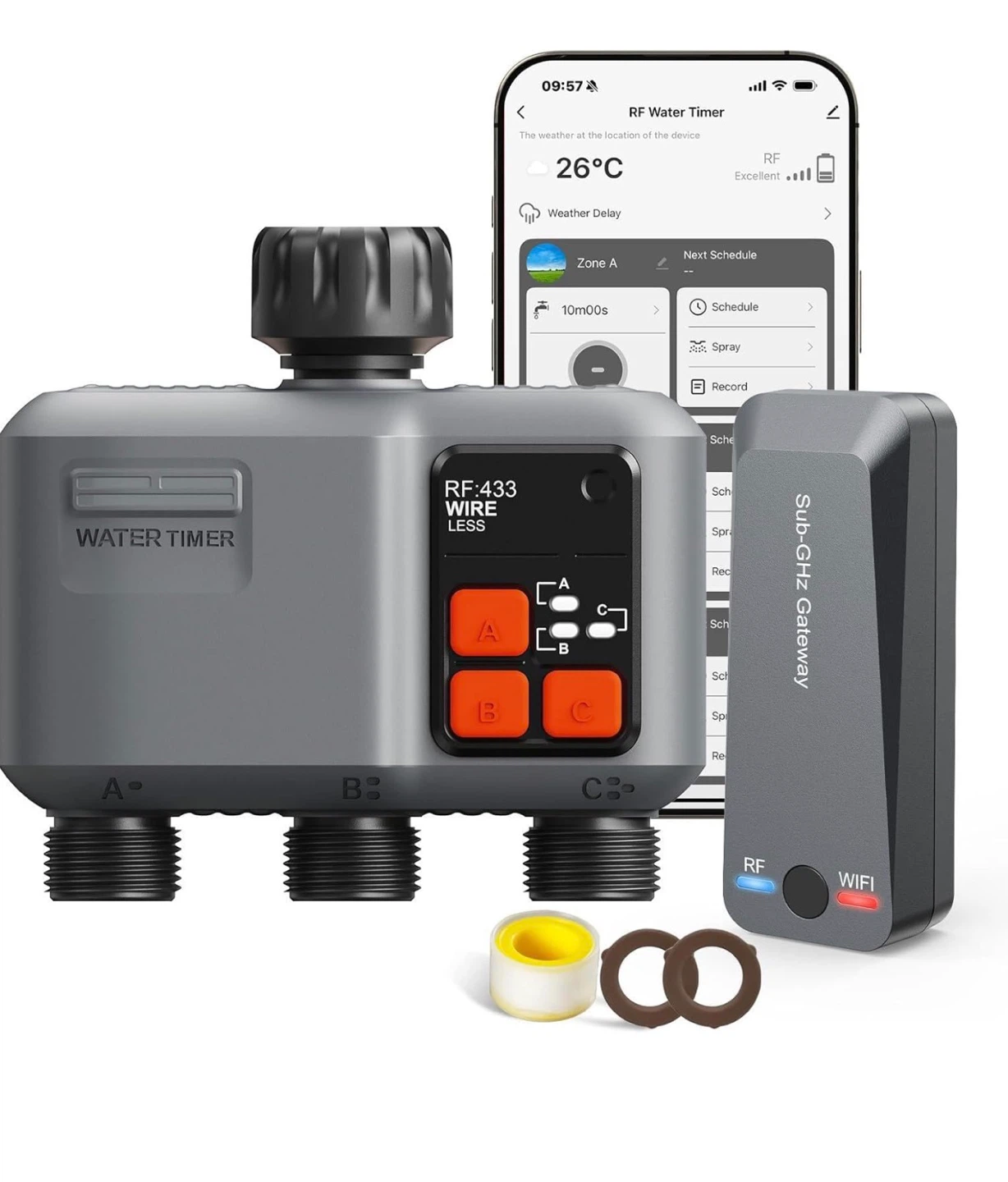 Johgee 3 Outlet Wireless RF Water Timer HCT-638