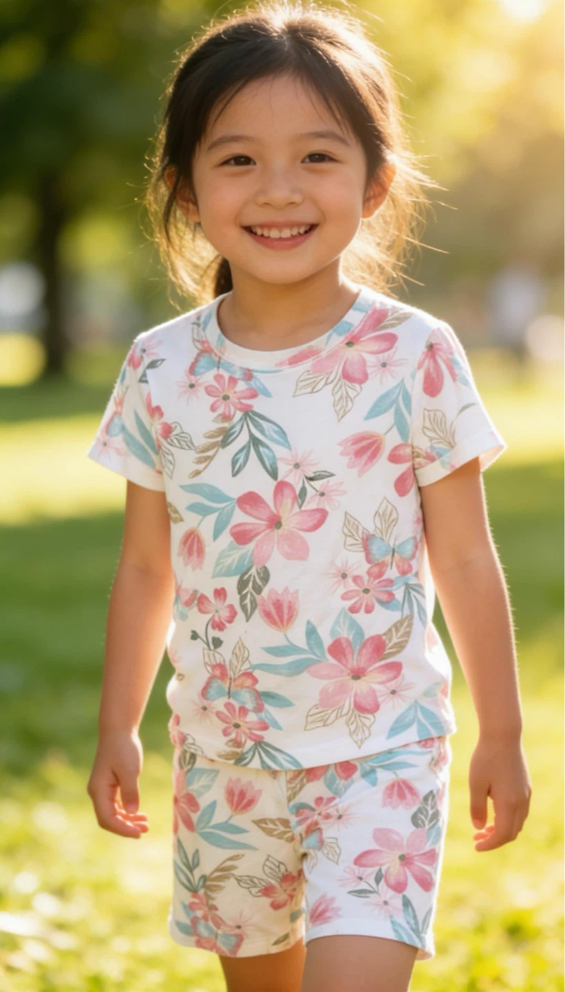 Girls Floral T-shirt and Shorts Set size 5 kids