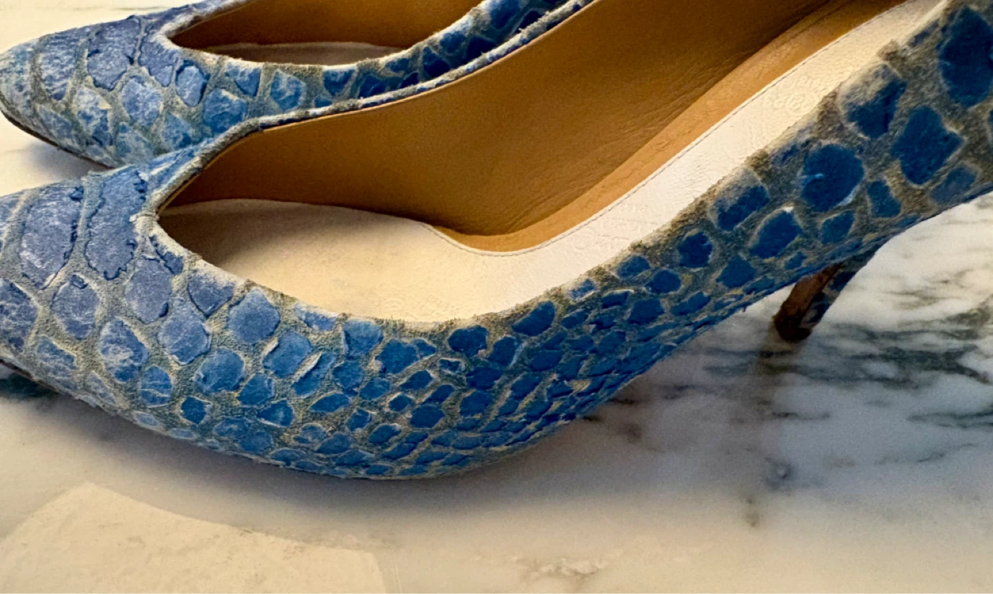 Maison Margiela Blue Snakeskin Heels - photo 4