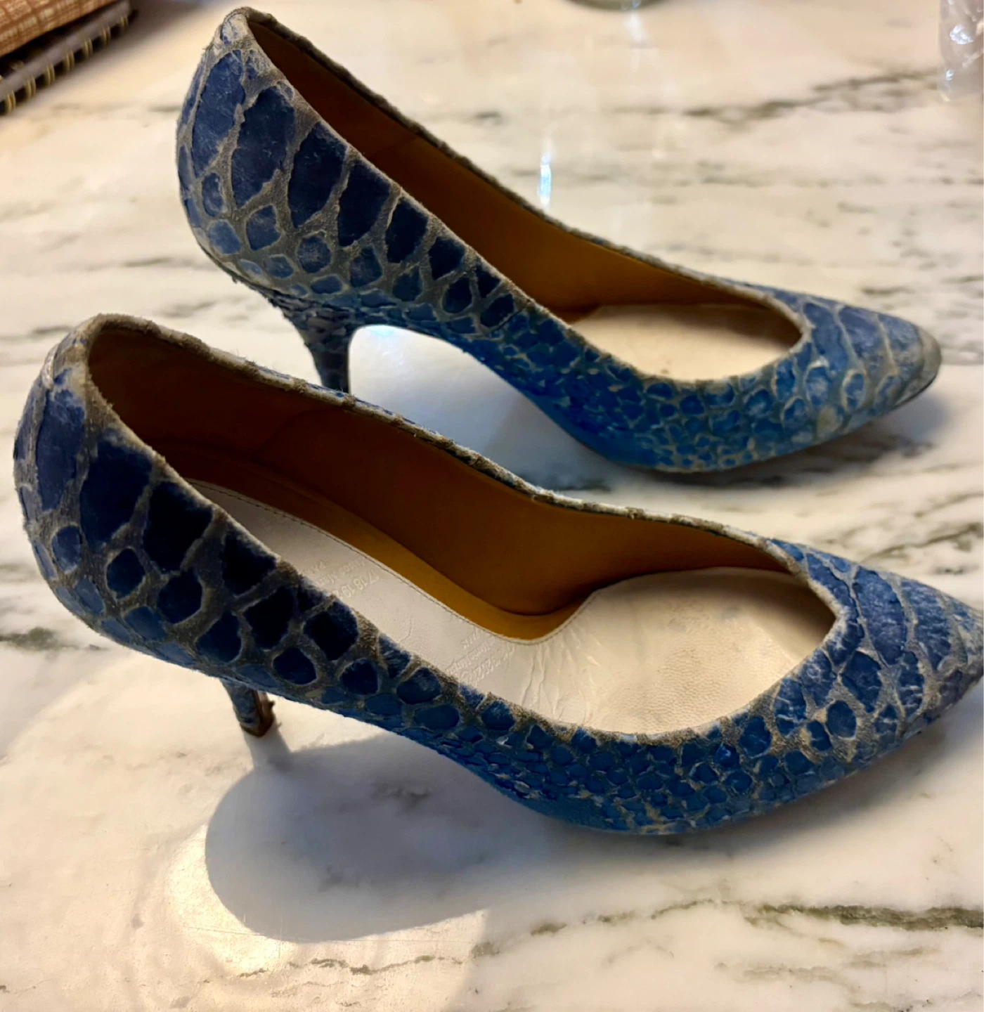 Maison Margiela Blue Snakeskin Heels - photo 2