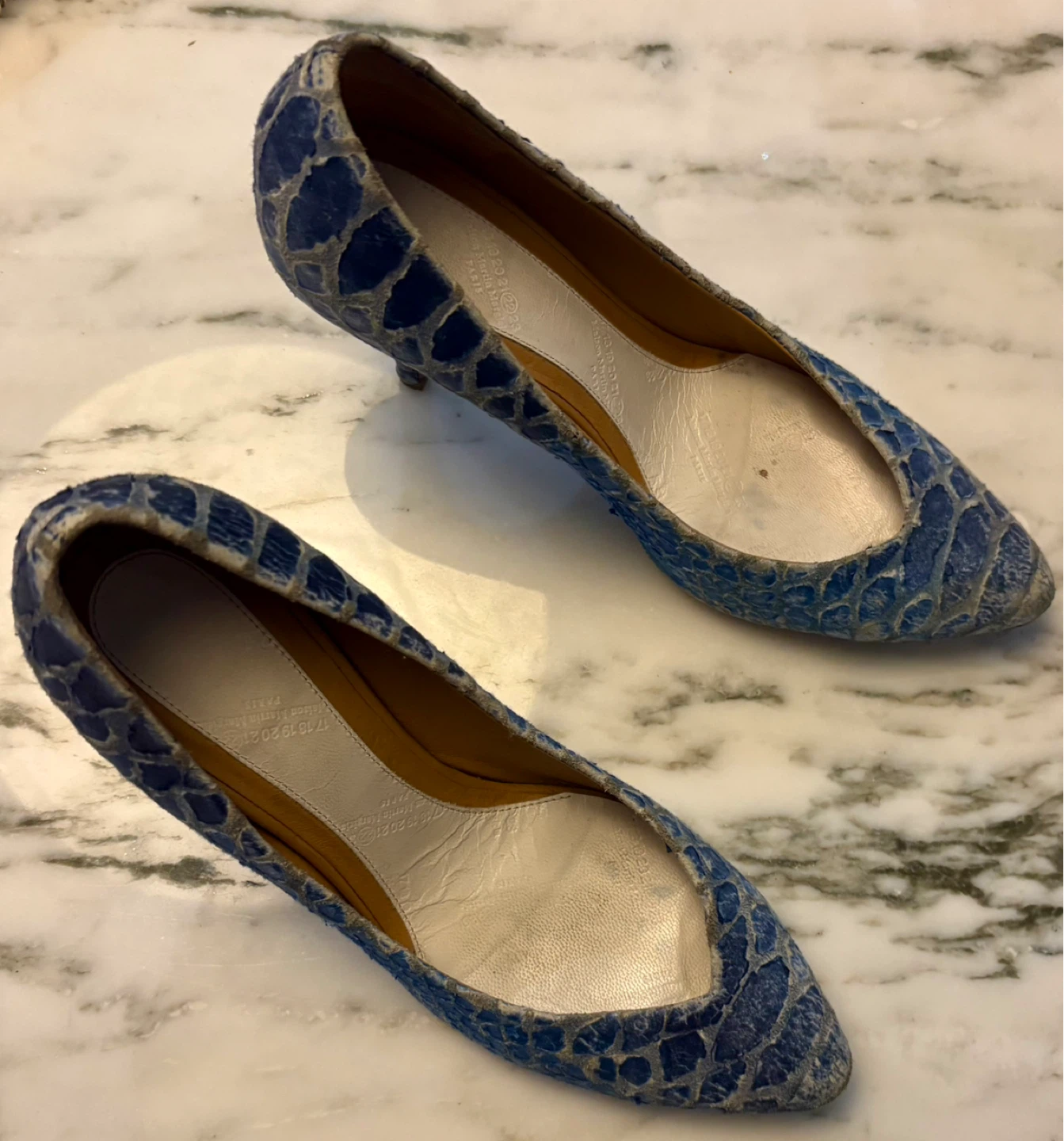 Maison Margiela Blue Snakeskin Heels - photo 5