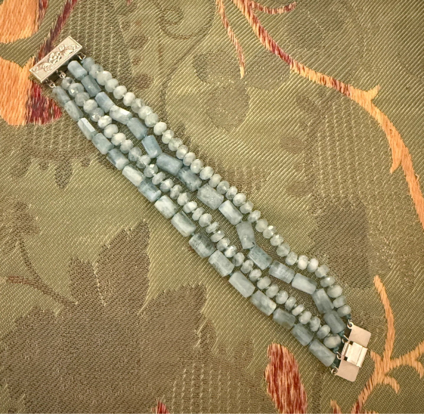 Aquamarine Stone Beaded Bracelet⚽️