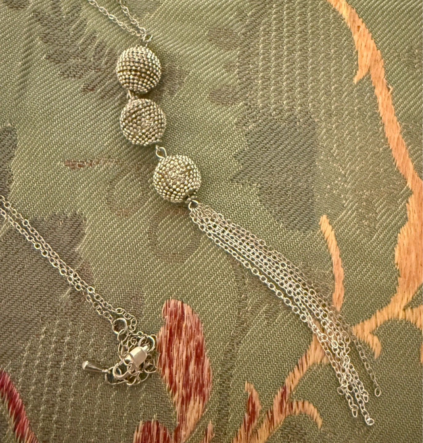 Silver Tassel Pendant Necklace with Beaded Orbs⚽️ - photo 2