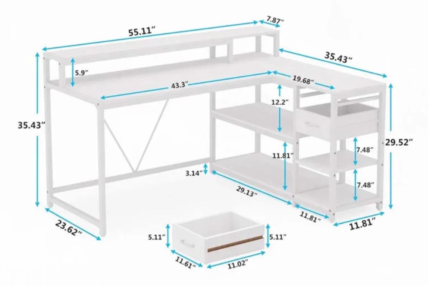 Wayfair L-Shaped Computer Desk with Monitor Stand - photo 3