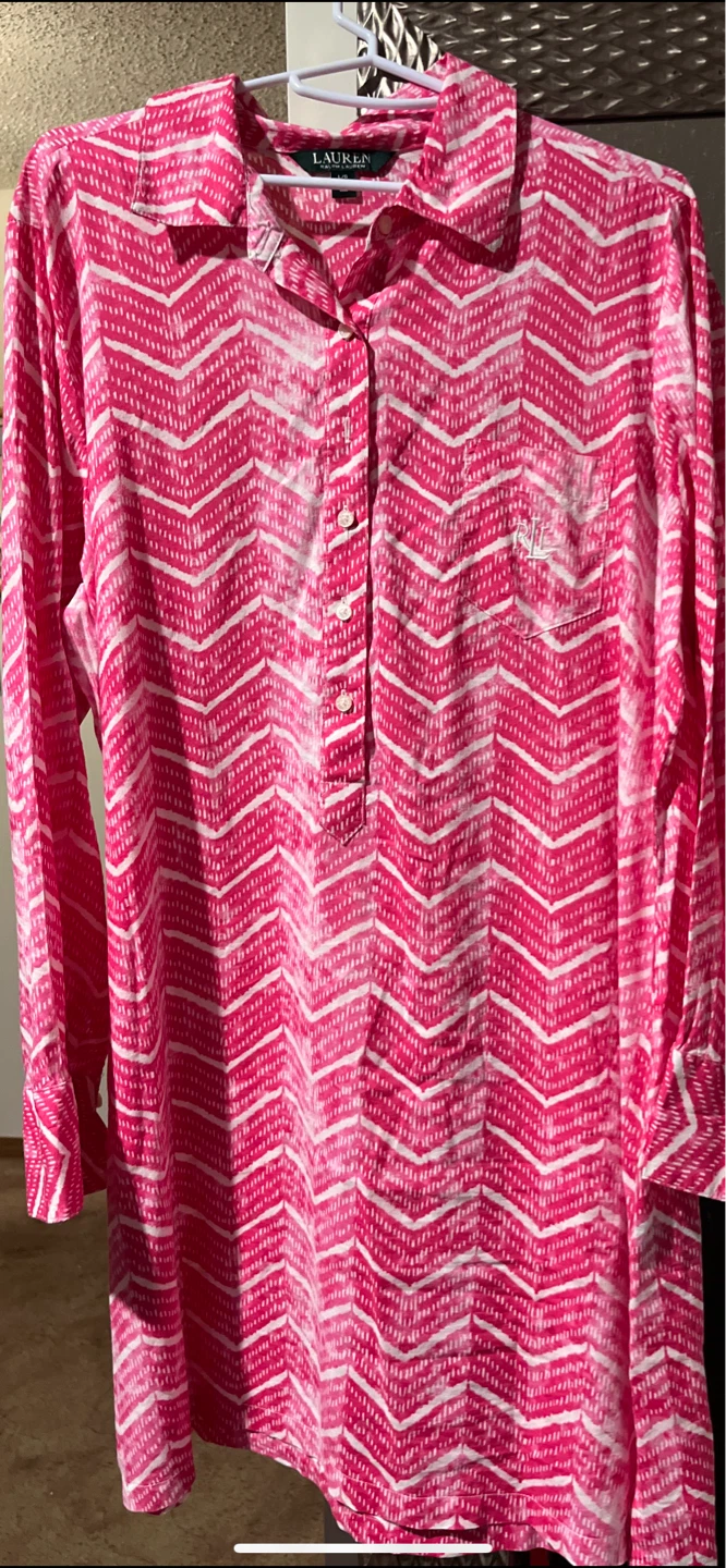Lauren Ralph Lauren Women's Pink Chevron Tunic Shirt