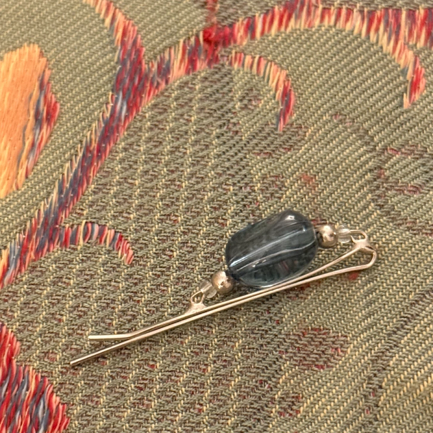 Blue Glass Bead Barrette Hair Clip⚽️ - photo 2