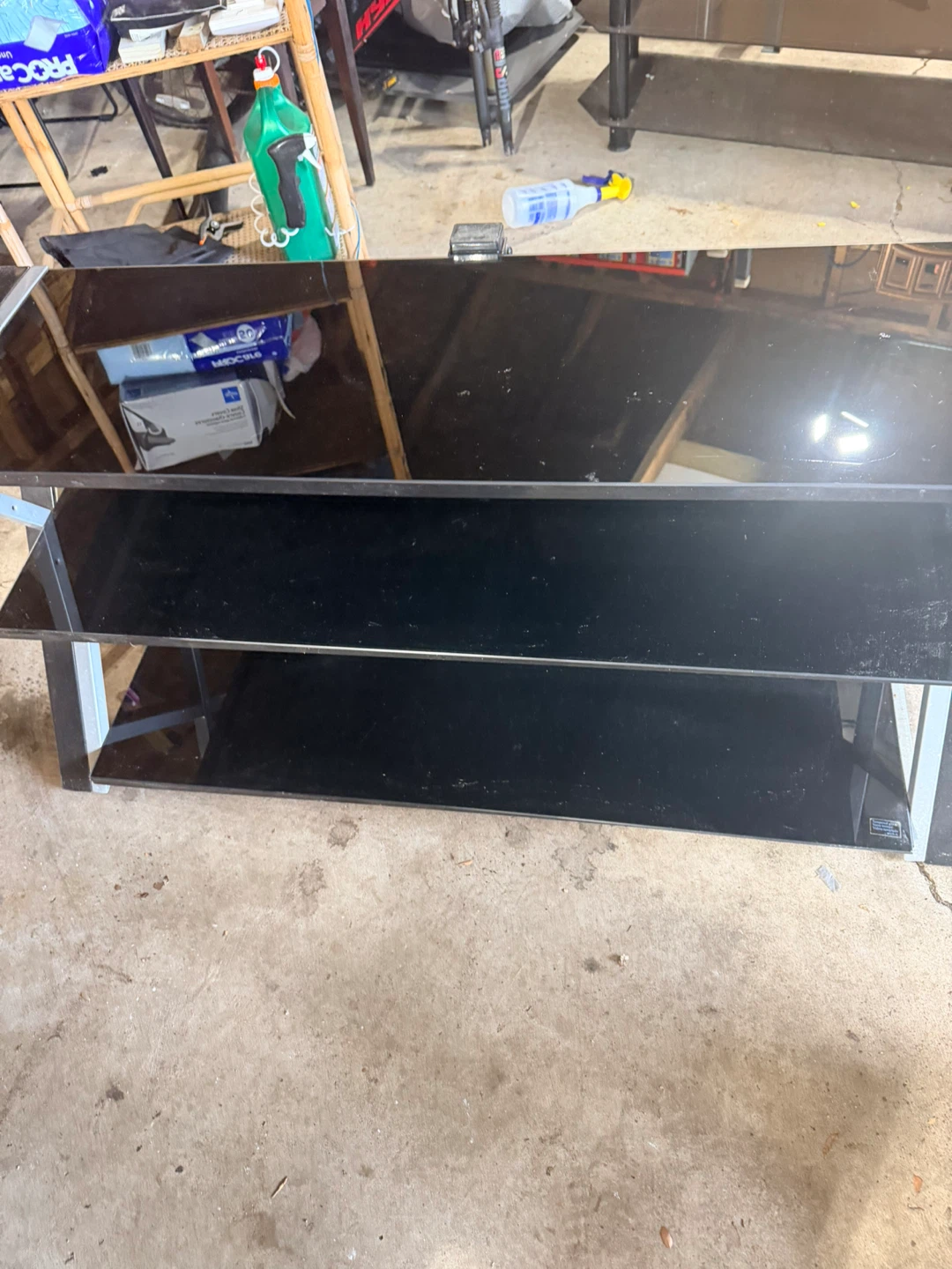 Black 3-Tier Media Console Table - photo 5