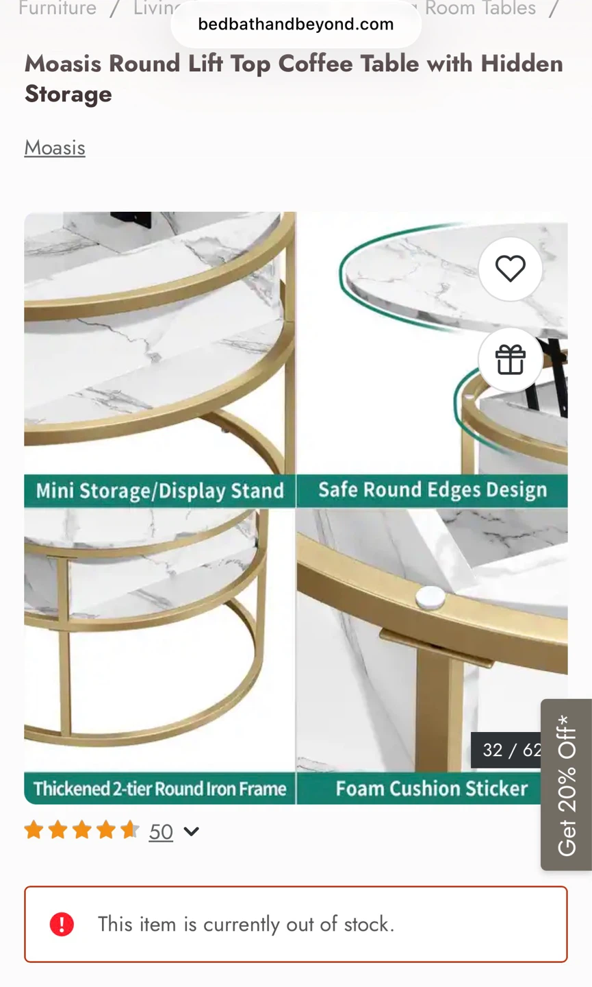 Moasis Round Lift Top Coffee Table with Hidden Storage - photo 4