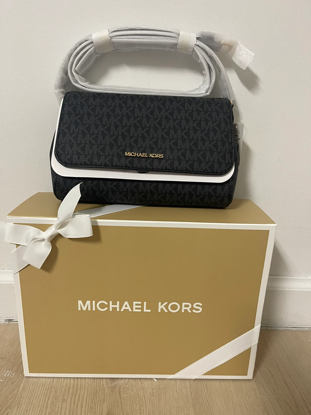 Michael Kors Black Signature Logo Shoulder Bag