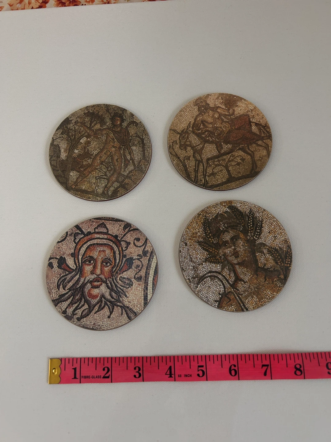 Set of 4 Vintage Mosaic Design Coasters