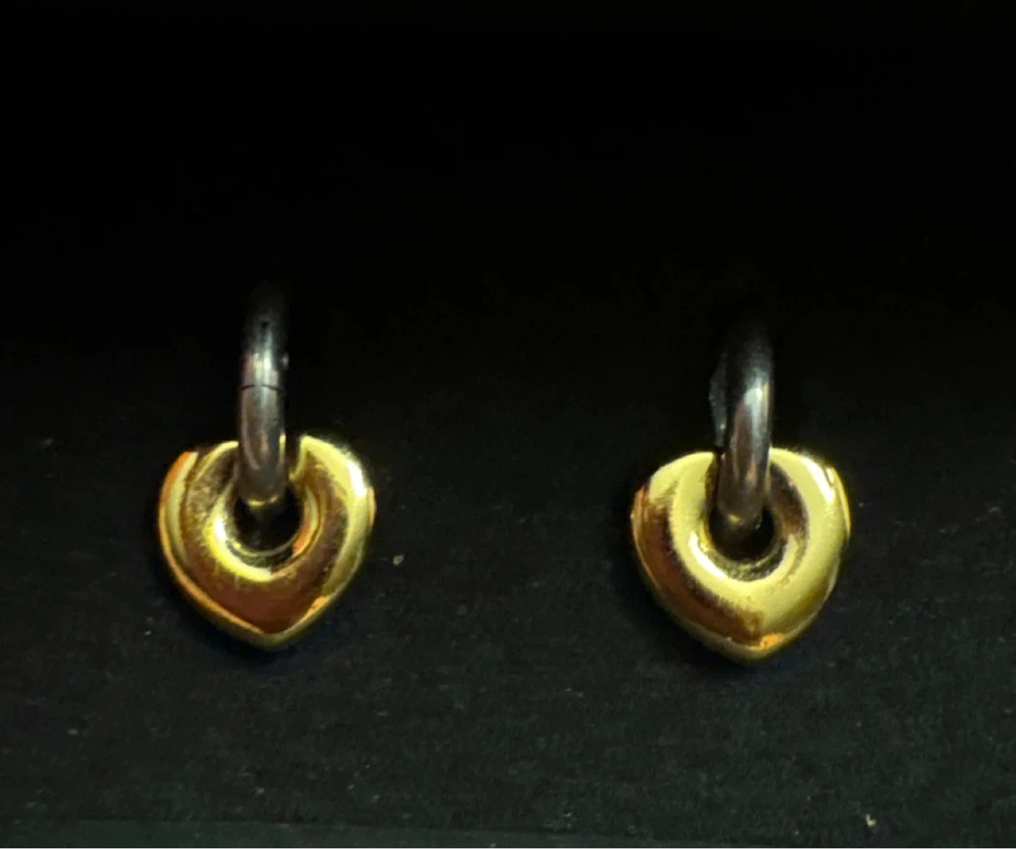 ⚽️ NEW Korean 18K Gold SS Heart drop Hoop Earrings - photo 4