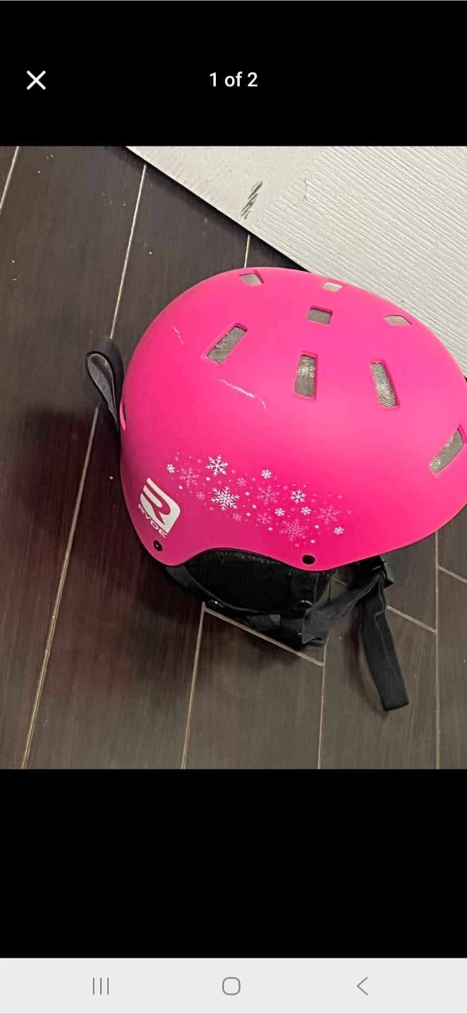 Ryde Pink Ski Helmet with Snowflakes