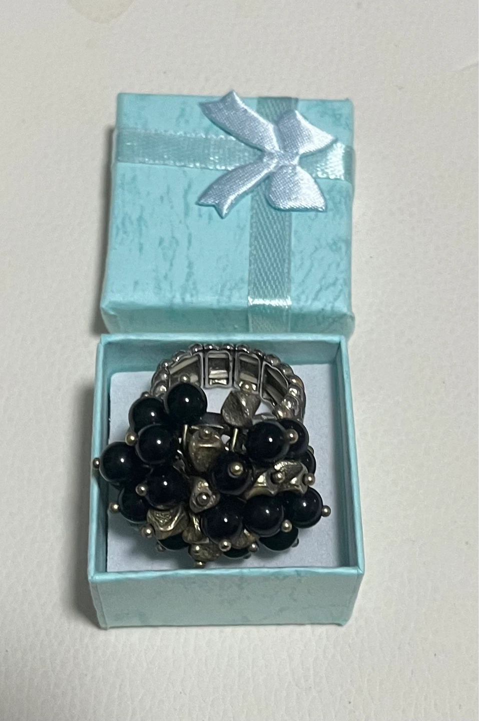 Black Beaded Statement Ring One size - photo 3