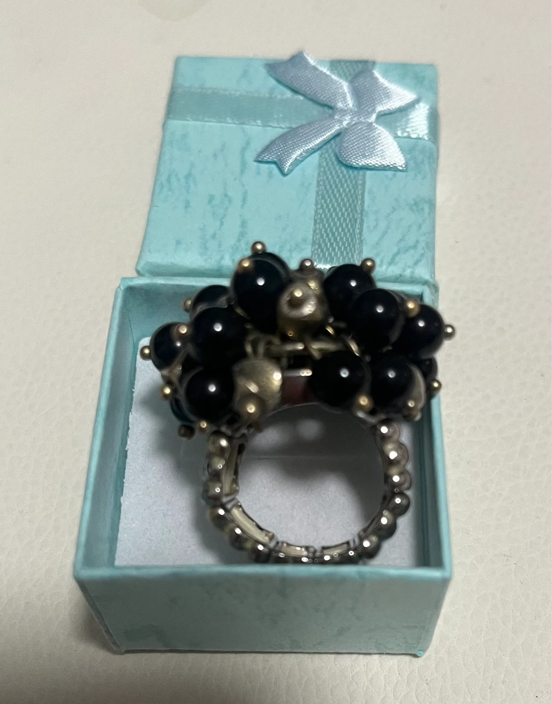 Black Beaded Statement Ring One size - photo 2