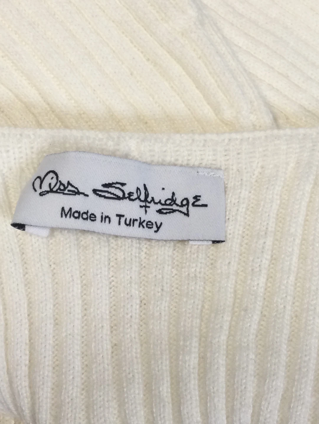 ⚽️Miss Selfridge Cream Ribbed Dress with Black Bow Detail - photo 3