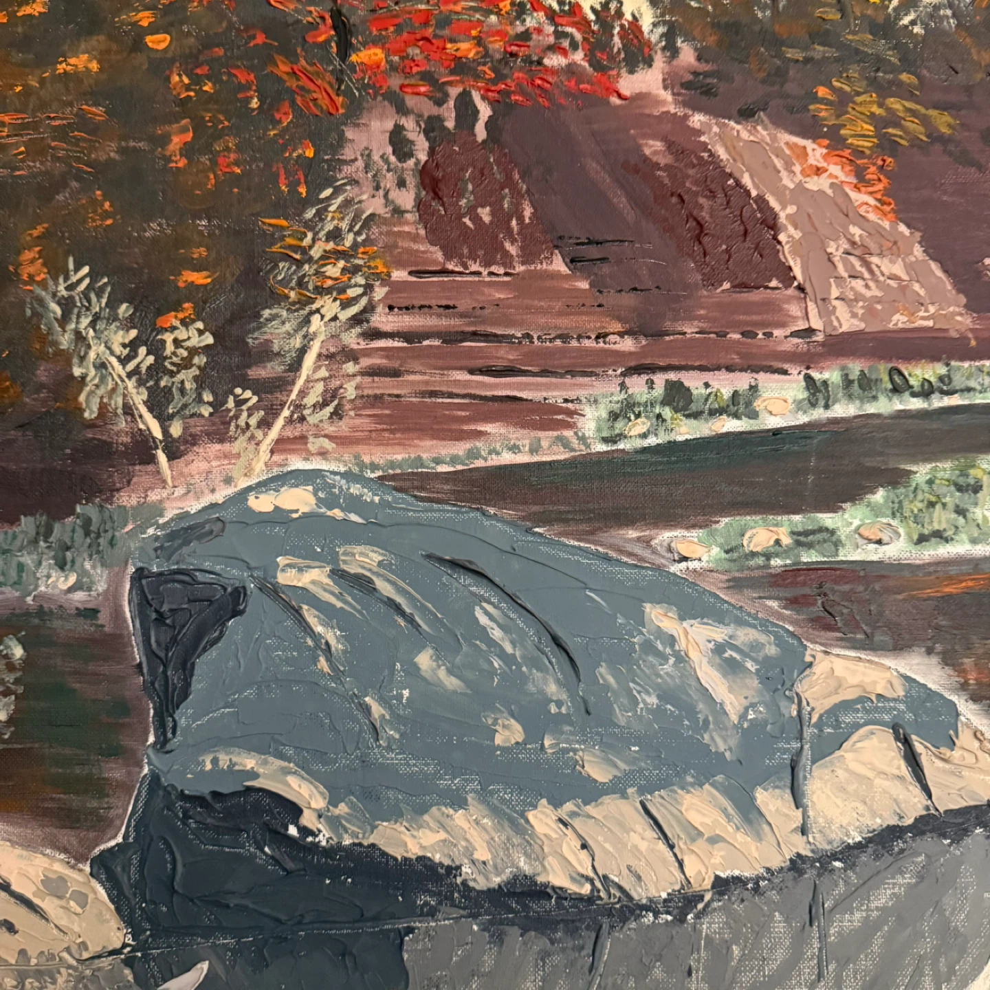 Midcentury abstract landscape painting on board by W.W. Muir - photo 5