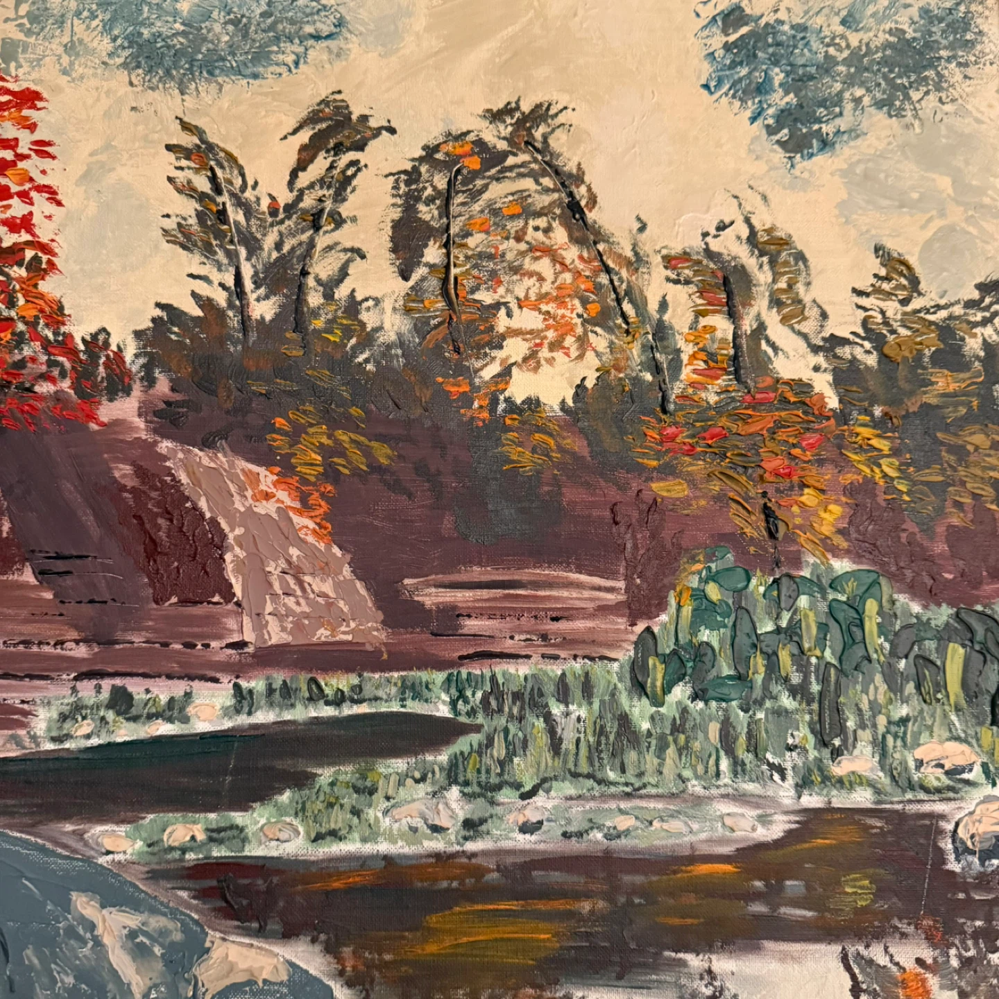 Midcentury abstract landscape painting on board by W.W. Muir - photo 3