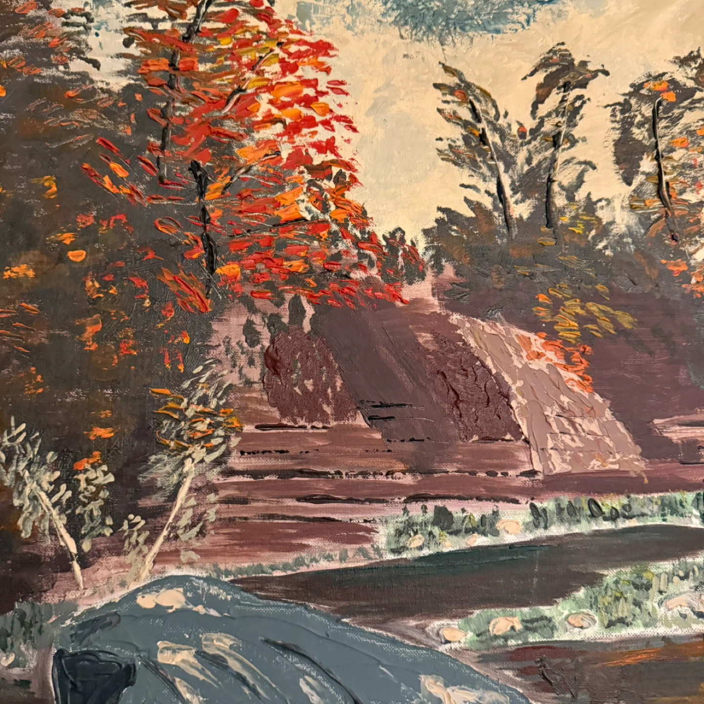Midcentury abstract landscape painting on board by W.W. Muir - photo 4