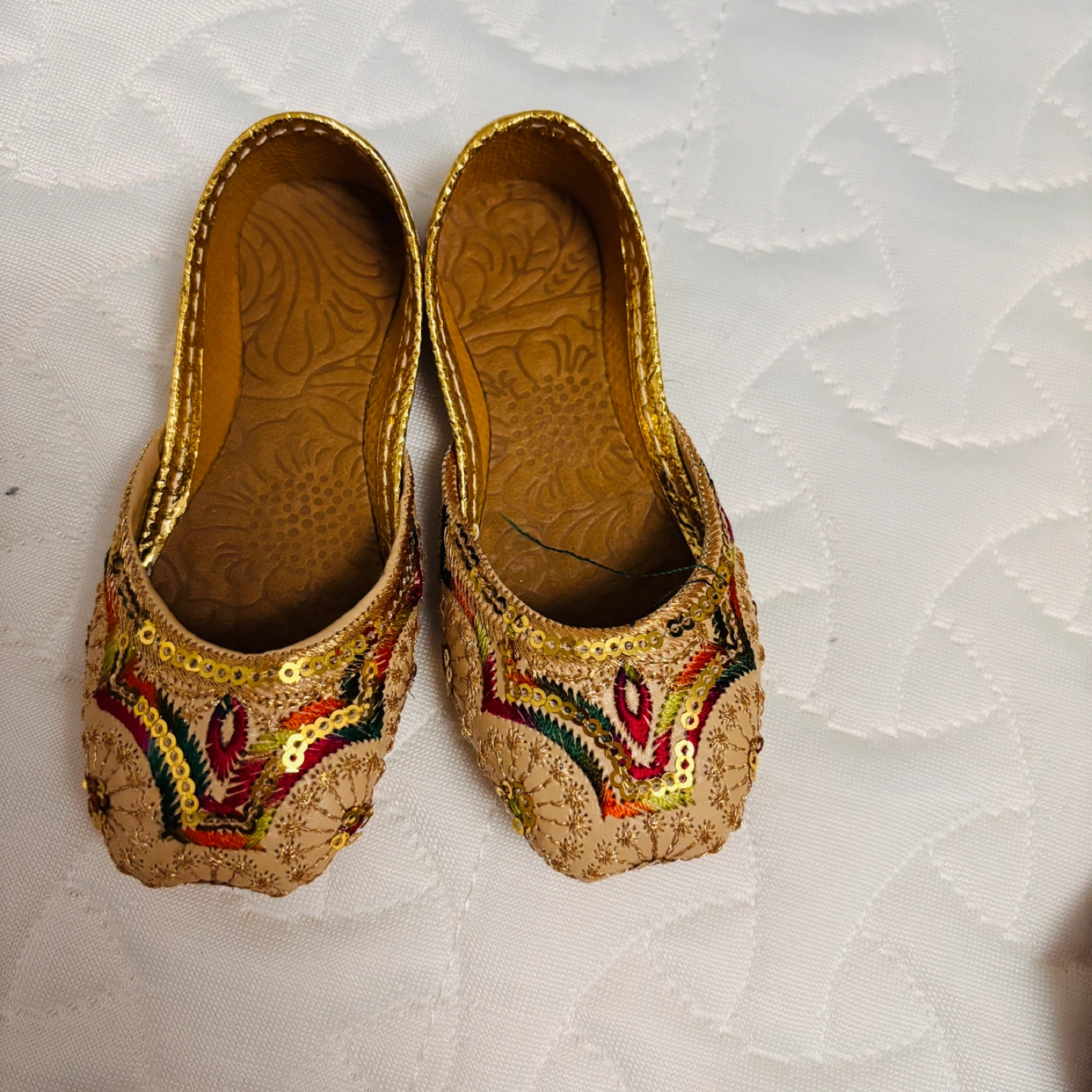 Embellished Gold Flats - Kids Size 2