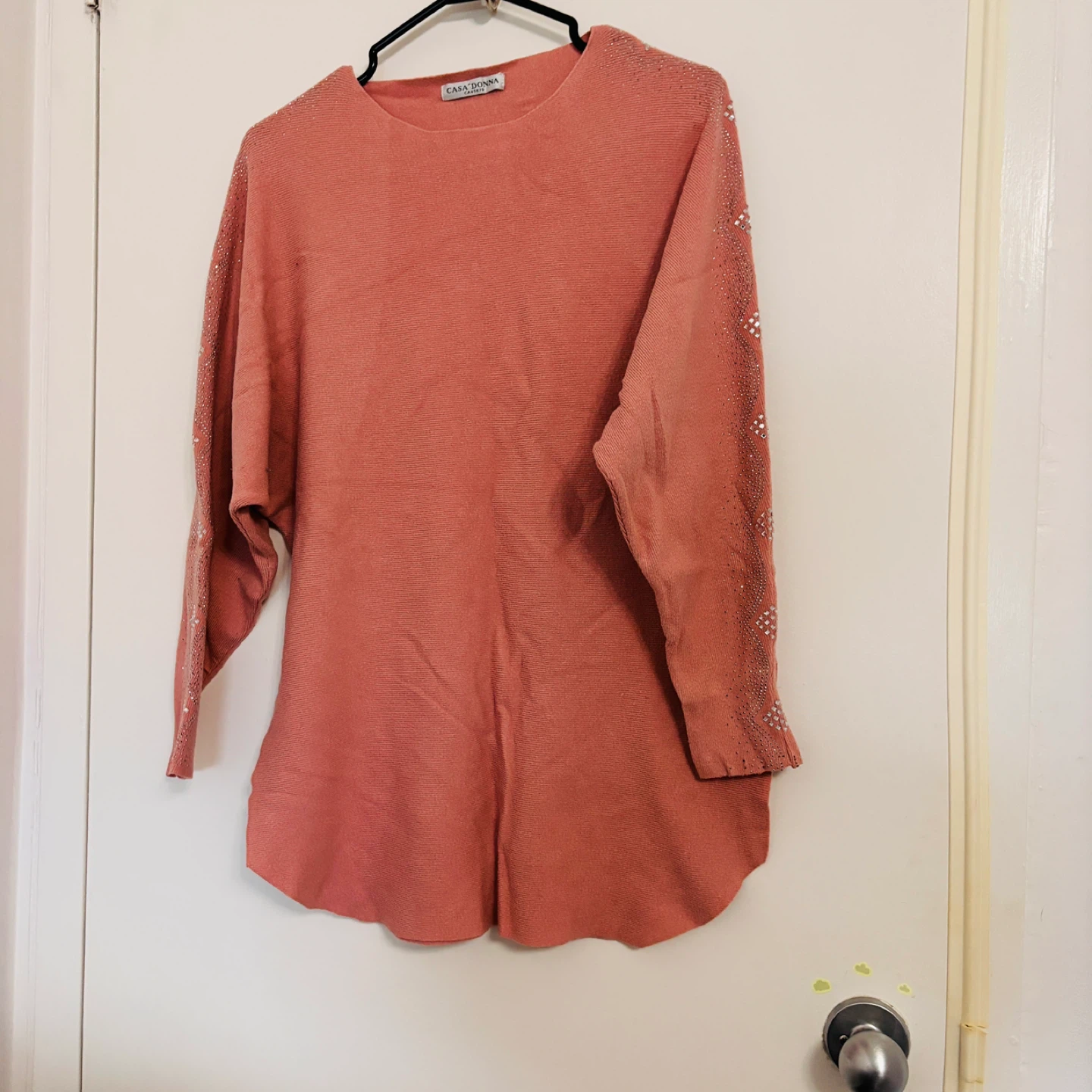 CASA DONNA Rose Rhinestone Embellished Sweater